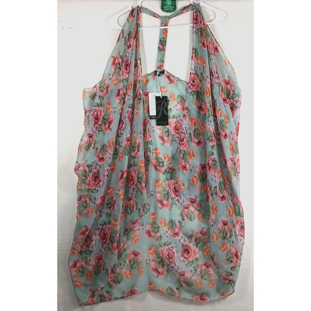 Rampage Cover up Womens Floral‎ Sleeveless Sheer T Back Vest one size New